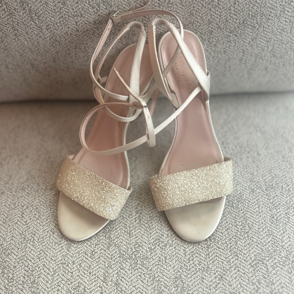 Kate Spade Ivory Glitter Dress Sandals